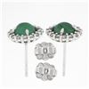 Image 5 : NEW 18k White Gold 1.72 ctw Round Cabochon Emerald w/ Diamond Halo Stud Earrings