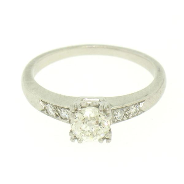 Antique Art Deco.900 Platinum 0.51 ctw Old European Cut Diamond Engagement Ring