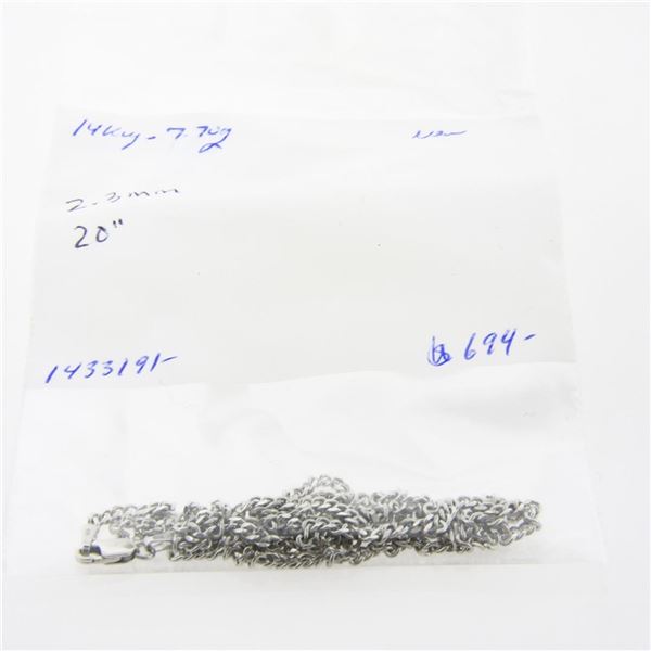 NEW Unisex Solid 14k White Gold 2.3mm Miami Cuban Curb Link 20" Chain Necklace