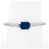 Image 1 : NEW 14K White Gold 0.62 ctw Rectangular Step Cut Sapphire Solitaire & Diamond Ri