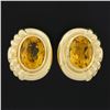 Image 2 : Vintage 14K Gold 11 ctw Large Oval Bezel Citrine Polished Frame Clip On Earrings