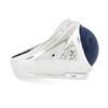 Image 5 : Mens 14k White Gold Simulated Lindy Blue Star Sapphire & Diamond Pinky Dome Ring