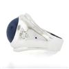 Image 6 : Mens 14k White Gold Simulated Lindy Blue Star Sapphire & Diamond Pinky Dome Ring
