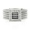 Image 4 : 14k White Gold 0.26 ctw Pave Diamond Square 5 Row Snake Link Wide Cigar Band Rin