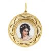 Image 1 : Vintage Limoges French 14k Gold Hand Painted Portrait Open Work Locket Pendant