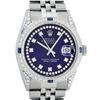 Rolex Mens Stainless Steel Blue String Diamond Lugs And Sapphire Datejust Wristw