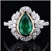 1.37 ctw Emerald and 0.64 ctw Diamond 18K Yellow and White Gold Ring