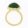 Image 9 : NEW 18K Gold 9.99 ctw GIA Carved Scalloped Pear Cabochon Emerald Cocktail Ring