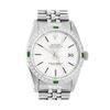 Rolex Mens Stainless Steel Silver Index 18K White Gold Diamond & Emerald Bezel 3