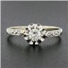 Image 2 : Antique Edwardian French 18k White Gold & Platinum Round Diamond Engagement Ring