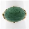 Vintage 14K Gold Oval Cabochon Cut Green Stone Twisted Wire Open Work Band Ring
