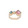 14 kt YG Diamond Tourmaline & Topaz Ring