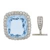Image 4 : Platinum 38.9 ctw GIA Cushion Cut Aquamarine Diamond Pin Brooch Enhancer Pendant