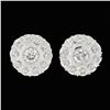 Image 3 : 18k White Gold 0.80 ctw Round Brilliant Cut Diamond Halo Cluster Stud Earrings