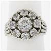 Image 2 : Antique French 18K Gold 2.12 ctw GIA European Diamond Halo Flower Cocktail Ring
