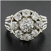 Image 3 : Antique French 18K Gold 2.12 ctw GIA European Diamond Halo Flower Cocktail Ring