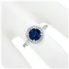 Image 3 : NEW Platinum 2.21 ctw GIA Ceylon Round Blue Sapphire Brilliant Diamond Halo Ring