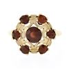 Image 4 : Vintage 10k Yellow Gold 1.65 ctw Round Brilliant Cut Garnet Cluster Platter Ring