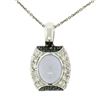 Image 1 : 14K White Gold 4.31 ctw Oval Chalcedony White & Black Diamond 16" Pendant Neckla