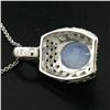 Image 6 : 14K White Gold 4.31 ctw Oval Chalcedony White & Black Diamond 16" Pendant Neckla