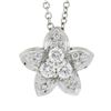 Image 2 : 18K White Gold 0.35 ctw Diamond Flower Slide Pendant w/ Cable Chain Necklace