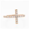 Image 4 : NEW 14k Rose Gold 0.40 ctw Round Brilliant Cut Diamond Curved Cross Band Ring