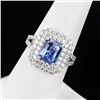 3.00 ctw Blue Sapphire and 1.38 ctw Diamond 18K White Gold Ring (GIA CERTIFIED)
