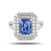 Image 2 : 3.00 ctw Blue Sapphire and 1.38 ctw Diamond 18K White Gold Ring (GIA CERTIFIED)