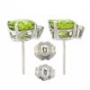 Image 5 : NEW 14k White Gold 2.86 ctw Round Green Peridot w/ Diamond Accent Stud Earrings
