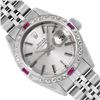 Rolex Ladies Stainless Steel Silver Index Dial 18K White Gold Diamond And Ruby B