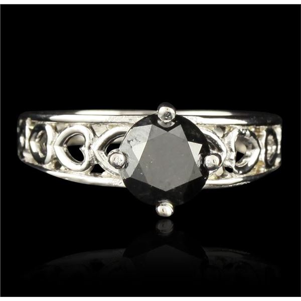 14KT White Gold 1.46 ctw Black and White Diamond Ring