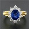 Image 3 : 18K Gold 2.95 ctw GIA Burma No Heat Oval Blue Sapphire Diamond Halo Cocktail Rin