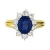 Image 5 : 18K Gold 2.95 ctw GIA Burma No Heat Oval Blue Sapphire Diamond Halo Cocktail Rin