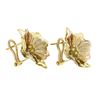 Image 3 : Italian 18k Tricolor Gold 3D Textured Open Work Flower Omega Statement Earrings