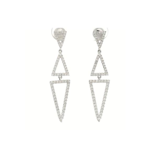 14kt WG Diamond "V" Dangle Earrings