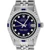 Rolex Mens Stainless Steel Diamond Lugs Blue Vignette And Sapphire Datejust Wris