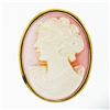 Antique 18K Yellow Gold Carved Oval Angel Skin Coral Cameo Brooch Pin Pendant