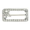 Image 1 : Antique Art Deco Platinum Old Cut Diamond w/ Emeralds Open Geometric Brooch Pin