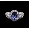 Image 2 : 1.75 ctw Tanzanite and Diamond Ring - 14KT White Gold
