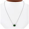 Image 1 : NEW Plat. 18k Gold GIA Cushion Tsavorite Solitaire Diamond Halo Pendant Necklace
