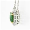 Image 7 : NEW Plat. 18k Gold GIA Cushion Tsavorite Solitaire Diamond Halo Pendant Necklace