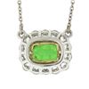 Image 8 : NEW Plat. 18k Gold GIA Cushion Tsavorite Solitaire Diamond Halo Pendant Necklace