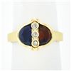 Image 1 : 18k Gold Half Moon Bezel Set Spessartite Garnet & Amethyst w/ Diamond Ring