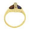 Image 8 : 18k Gold Half Moon Bezel Set Spessartite Garnet & Amethyst w/ Diamond Ring