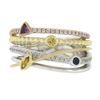 Image 4 : 14k Tri Color Gold .60 ctw Multi Color Sapphire & Diamond Crossover Wide Band Ri