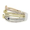 Image 6 : 14k Tri Color Gold .60 ctw Multi Color Sapphire & Diamond Crossover Wide Band Ri
