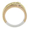 Image 8 : 14k Tri Color Gold .60 ctw Multi Color Sapphire & Diamond Crossover Wide Band Ri