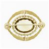 Image 4 : Antique Art Nouveau Handmade 14k Gold GIA Citrine & Seed Pearl Etched Pin Brooch