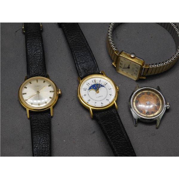 Lot of 4 Mechanical Watches (need work) Royce Military, Kasper, Timex, etc