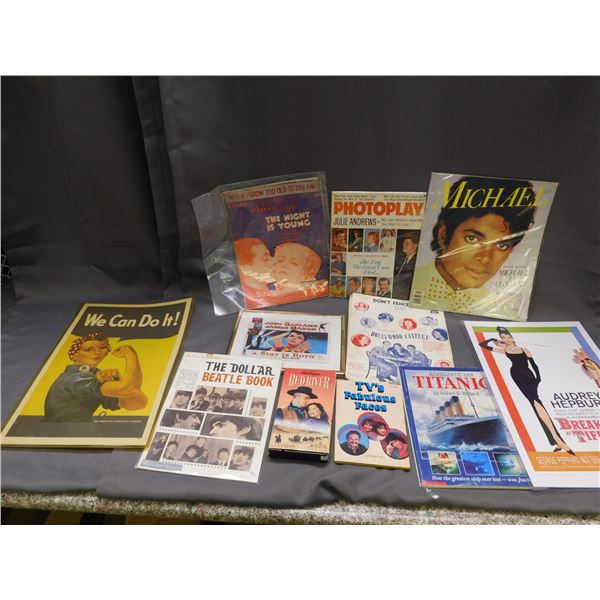Lot of Assorted Vintage Sheet Music, VHS, Books, etc